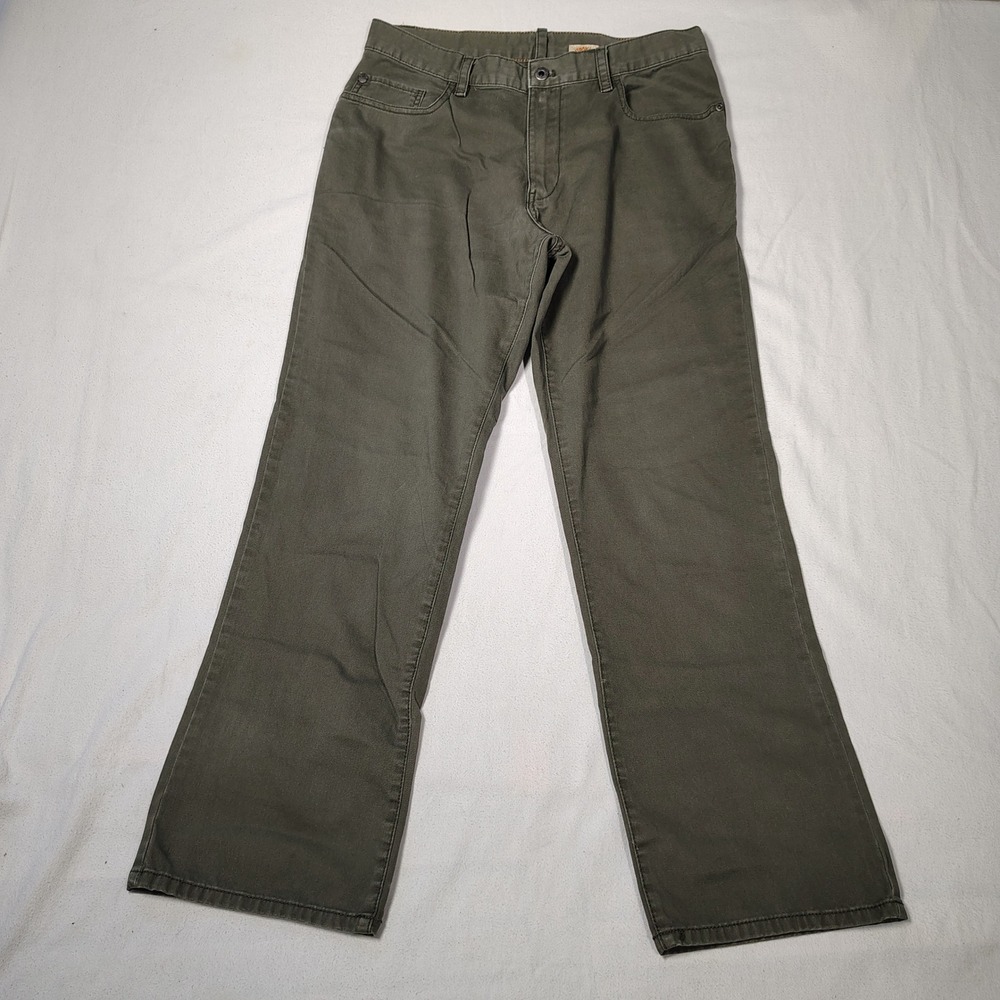 Timberland Pants Mens Size 34x32 Olive Green 100% Cotton Rugged Workwear Chinos